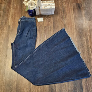 We The Free People Jeans Just Float On Flare High Rise Jean 25 S Dark Blue NWT
